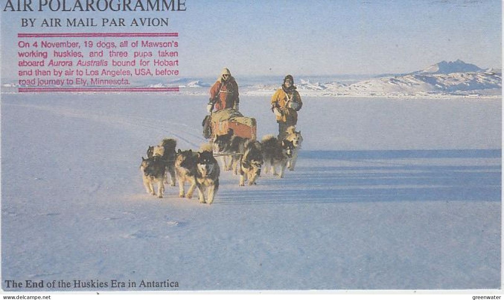 USA  Air Polarogramme The End Of The Huskies Era In Antarctica Unused (RT232) - Antarctische Expedities