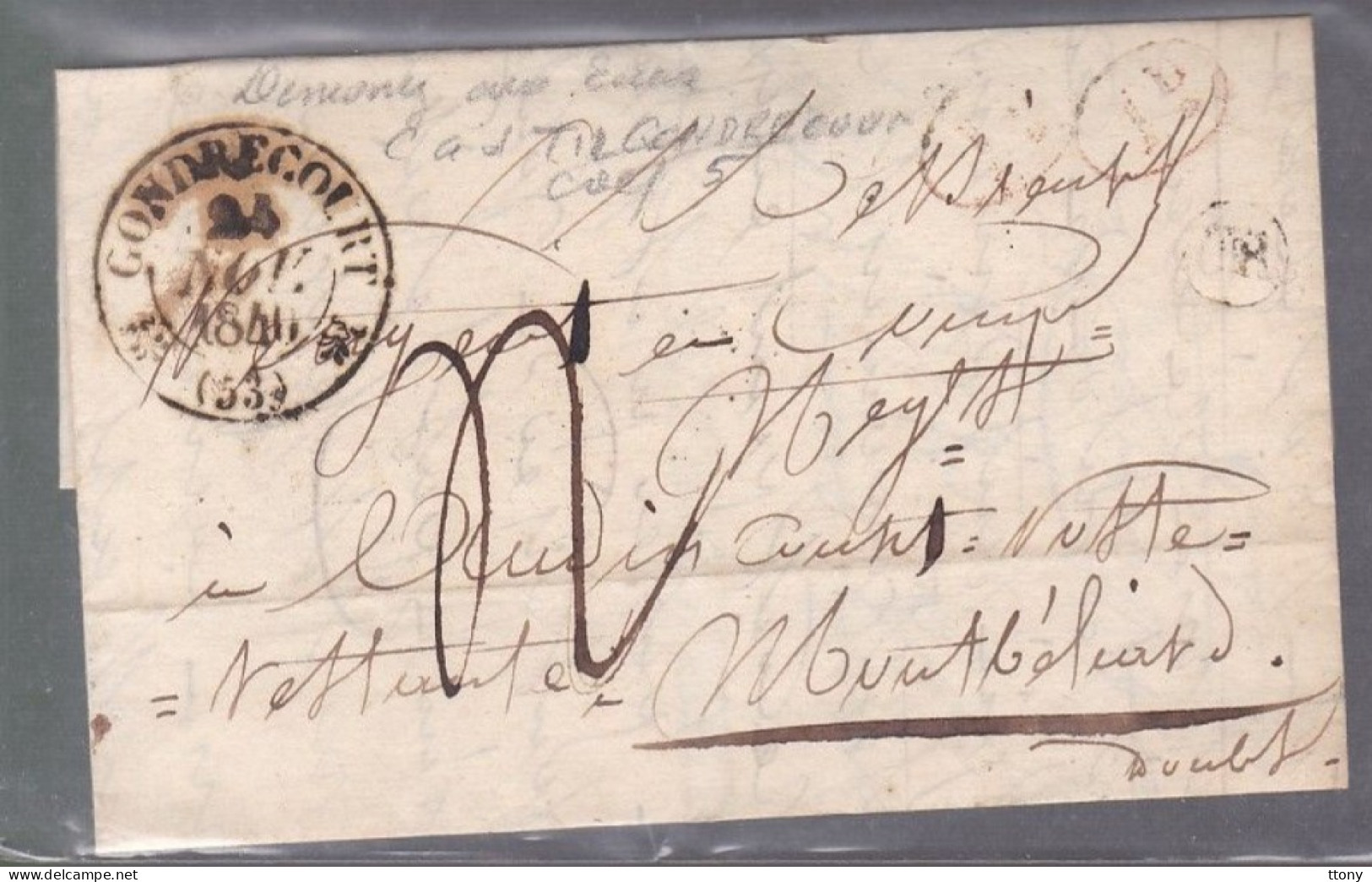 Lettre Dite Précurseurs  Sur  Lettre   Cachet   Gondrecourt  1841 Destination Montbéliard - 1801-1848: Vorläufer XIX