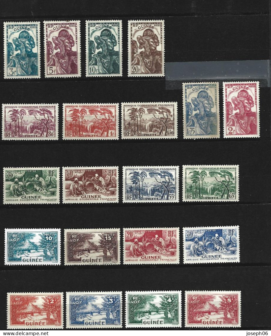 GUINEE   1938   Y.T. N° 125  à  146  Incomplet  NEUF* - Unused Stamps