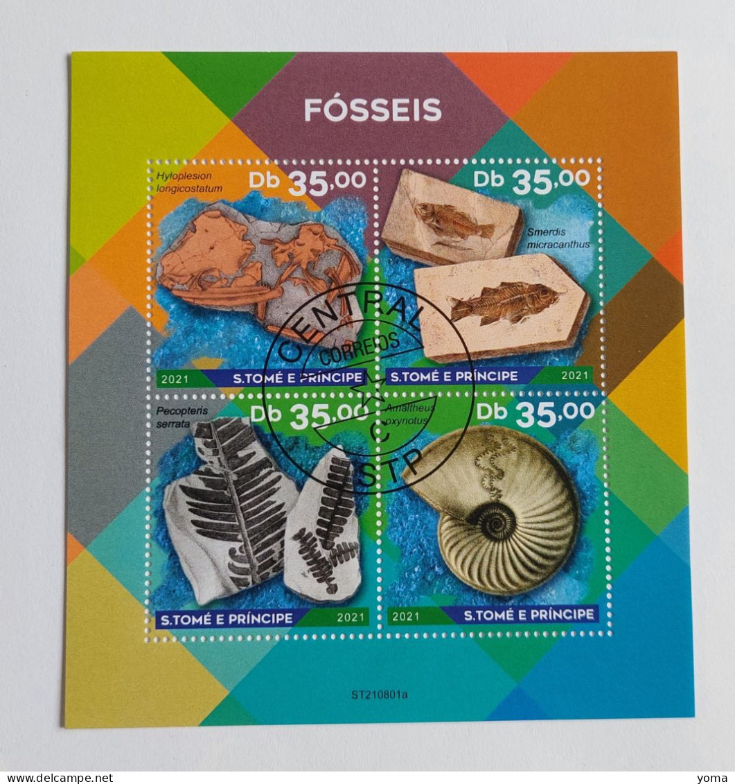 N° 9556 à 9559      Les Fossiles  -  Paléontologie   -  Oblitérés - Sao Tome And Principe