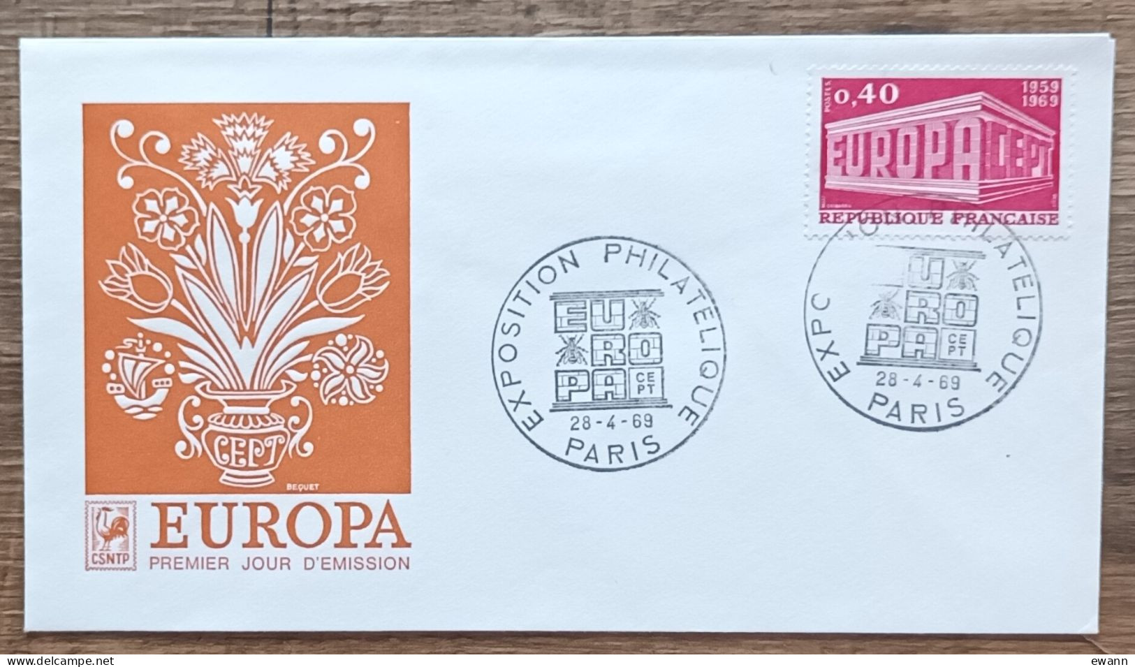 YT N°1598 - EUROPA / EXPOSITION PHILATELIQUE - PARIS - 1969 - Storia Postale