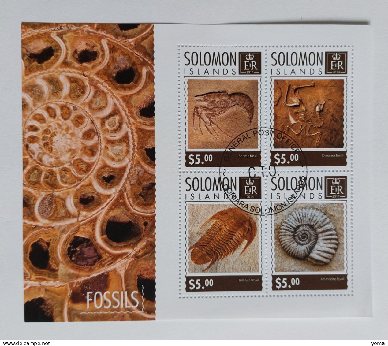 N° 2524 à 2527      Les Fossiles  -  Paléontologie   -  Oblitérés - Salomon (Iles 1978-...)