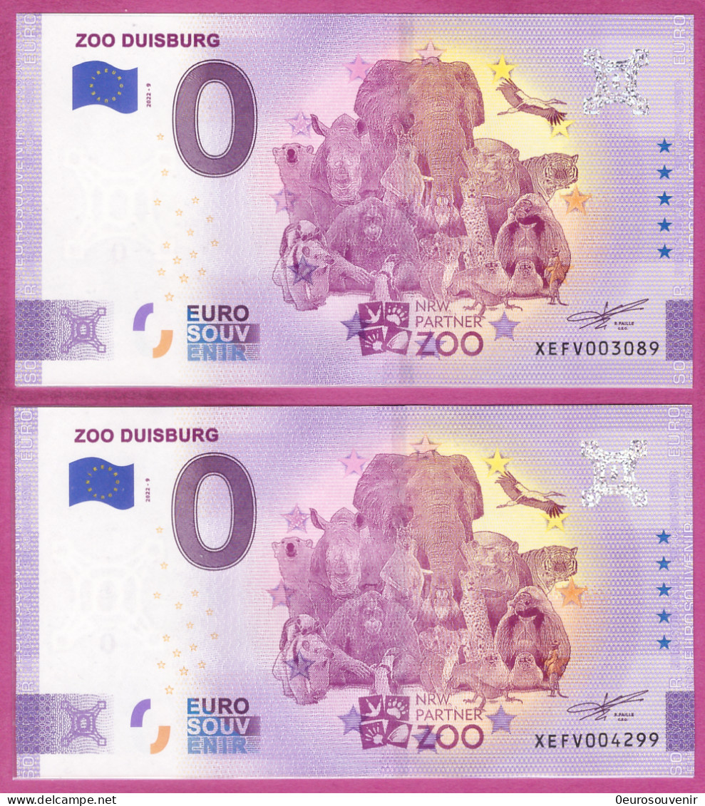 0-Euro XEFV 2022-9 ZOO DUISBURG Set NORMAL+ANNIVERSARY - Essais Privés / Non-officiels