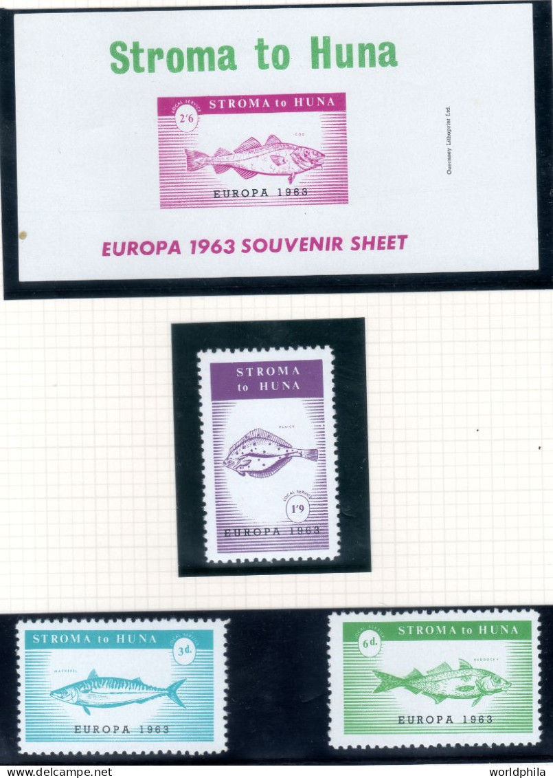 Stroma To Huna, UK "EUROPA 1963", Fish, MNH Imperforated Sea Mail  Service V - Cinderellas