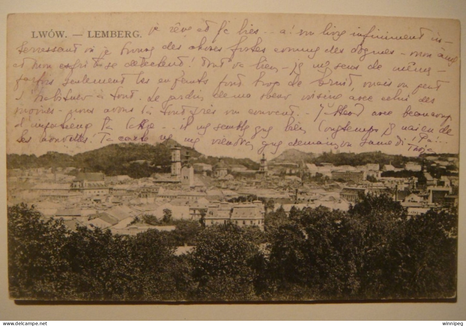 Lemberg Lwow.View.2 Pc's.L&P From Rawa Ruska To Belgium,1910.Ogolny Widok.Stafra,Fot.Ryk.Poland.Ukraine - Ukraine