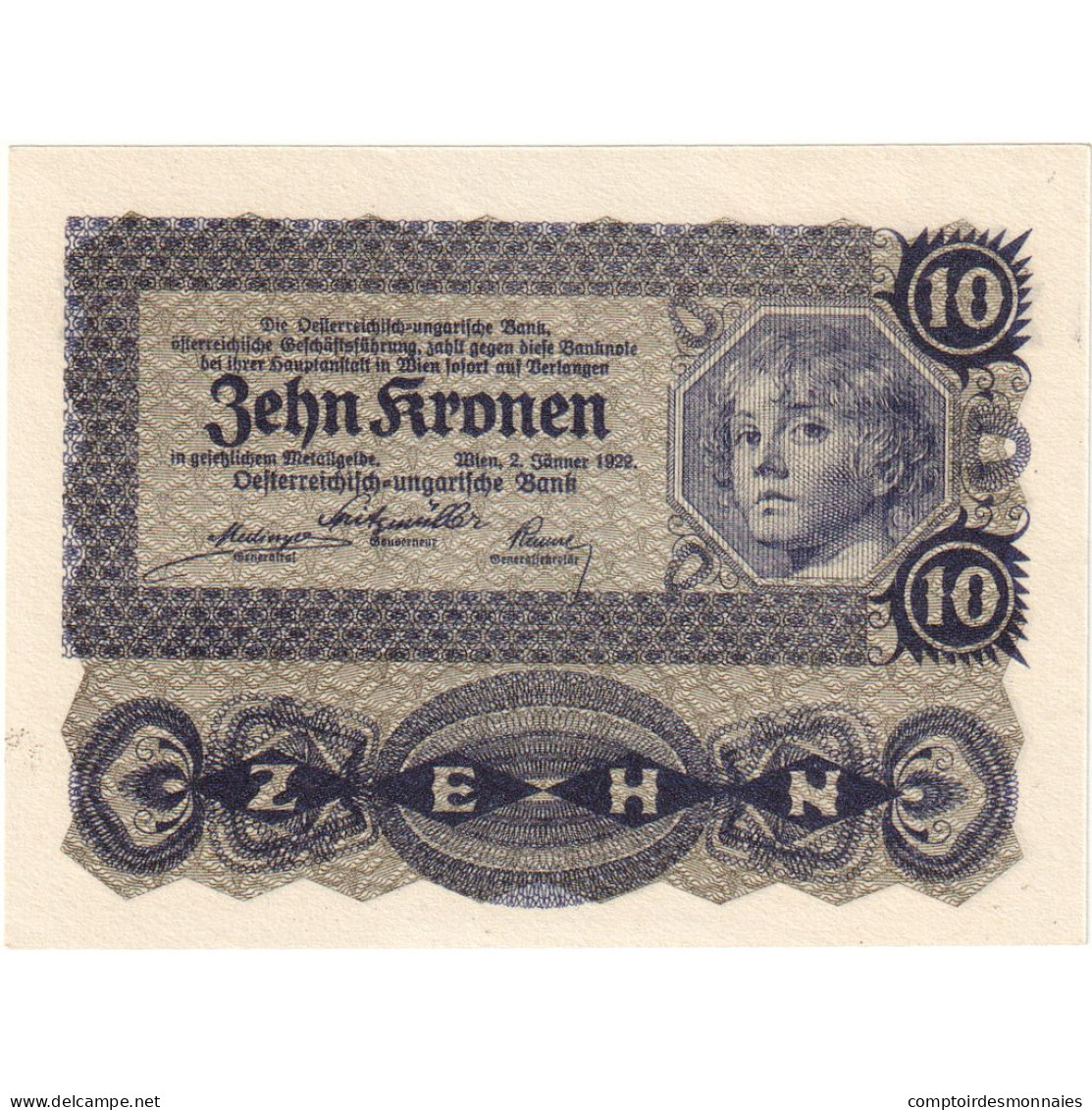 Autriche, 10 Kronen, 1922, 1922-01-02, KM:75, NEUF - Oostenrijk