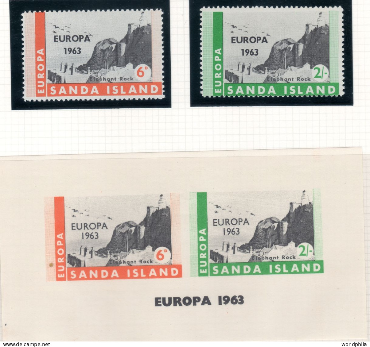 Sanda Island, UK "EUROPA 1963", Elephant Rock, MNH Imperforated+perforated Sea Mail  Service VI - Cinderelas