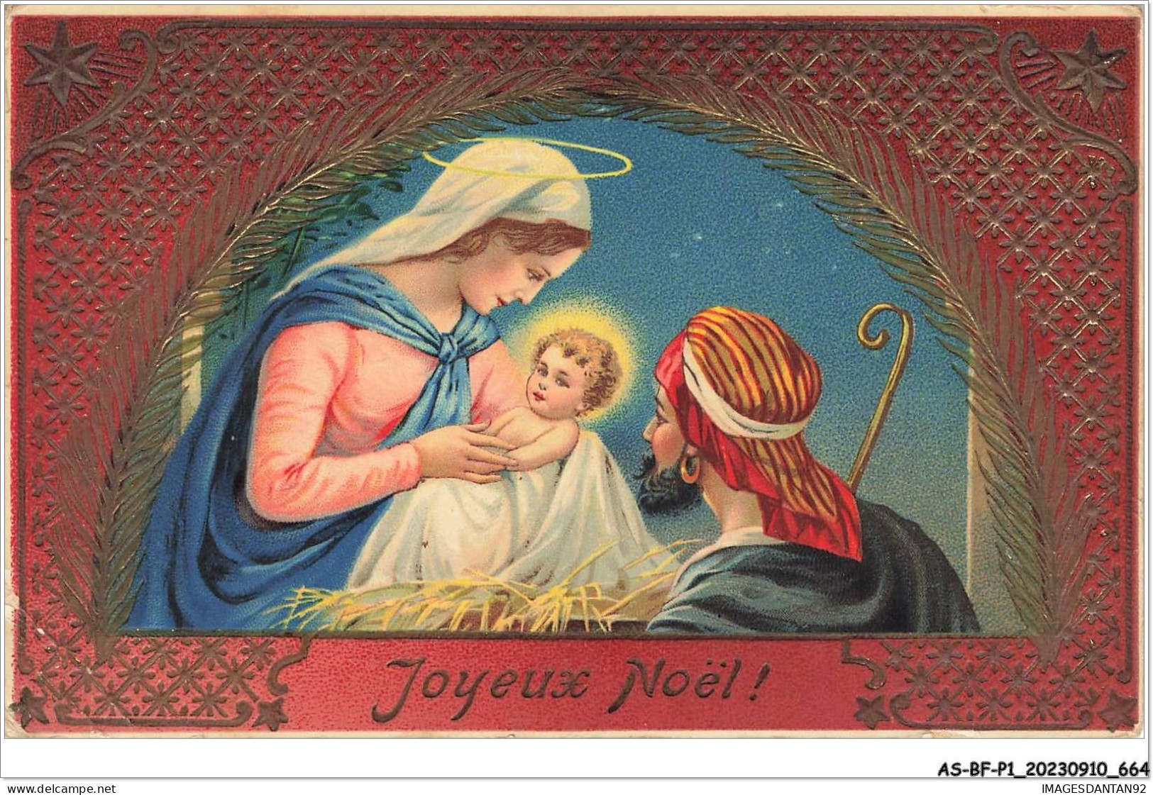 AS#BFP1-0333 - VOEUX - Joyeux Noël - Scène De La Nativité - Carte Gaufrée - Autres & Non Classés