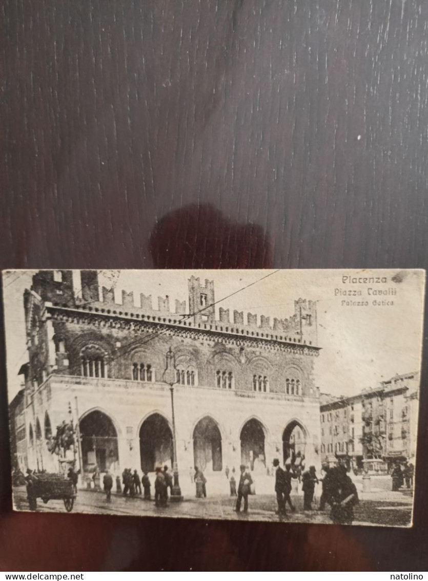 Fp VG Piacenza Piazza Cavalli Palazzo Gotico Animatissima 1924 - Piacenza