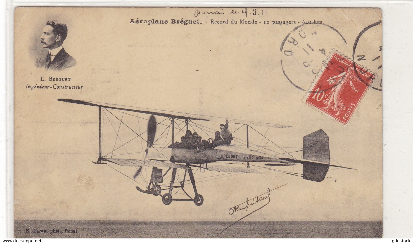 Aéroplane Bréguet - Record Du Monde - 12 Passagers - 640 Kgs - Aviateurs