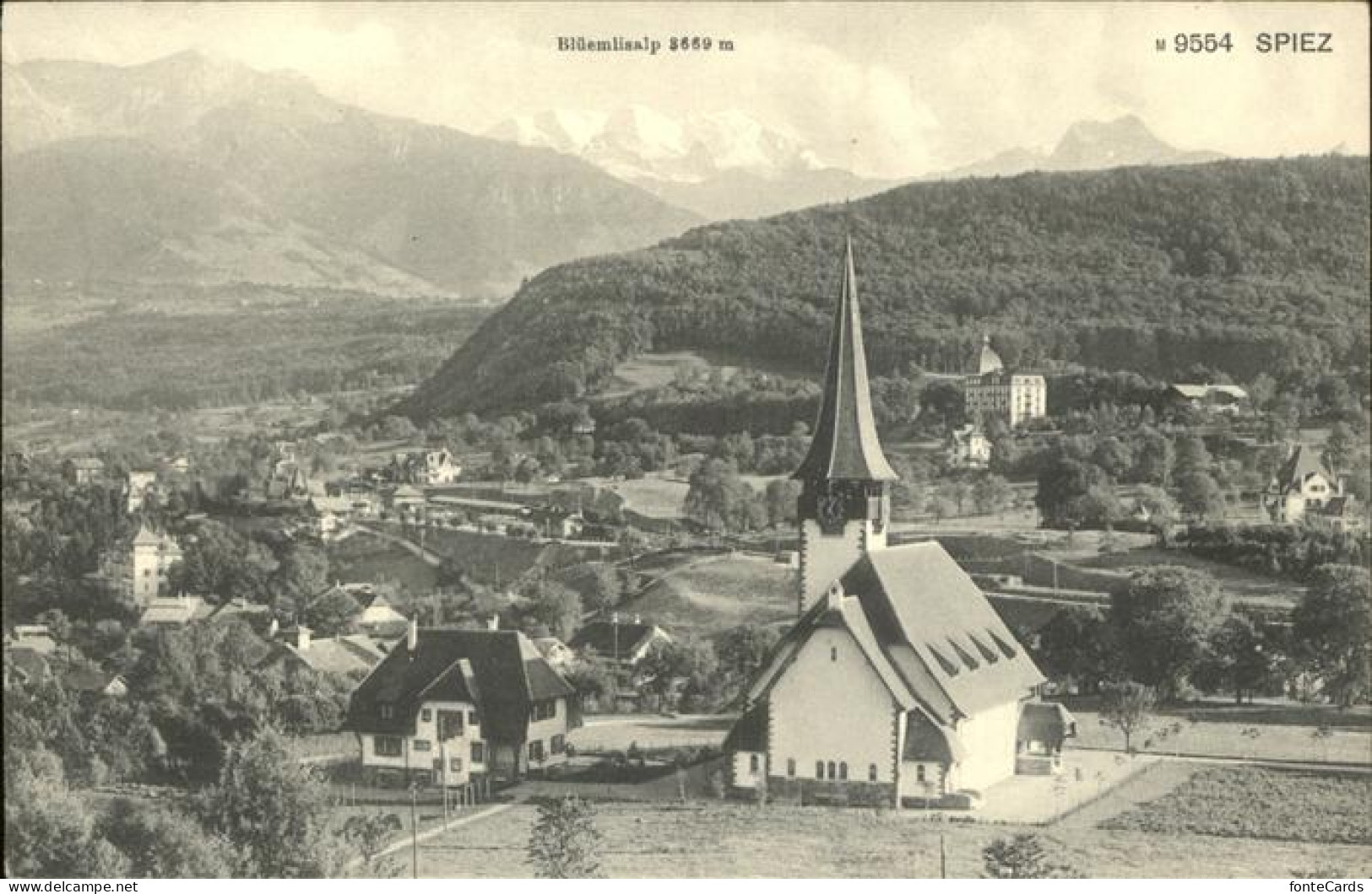 11358218 Spiez BE Ortsblick Mit Blueemlisalp Spiez - Sonstige & Ohne Zuordnung