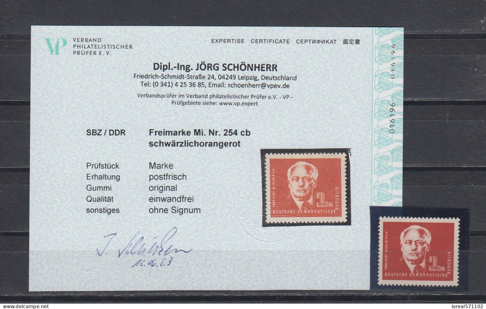 DDR 1950  Mich.Nr.254 Cb ** Geprüft Durch EXPERTISE Schönherr VP - Ongebruikt