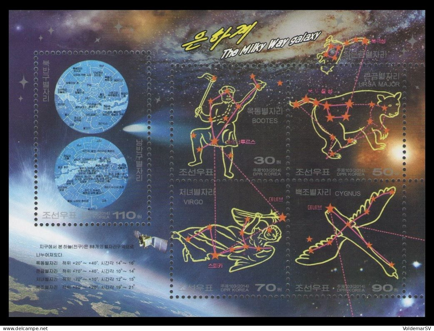 North Korea 2014 Mih. 6098/102 (Bl.877) Space. Astronomy. Milky Way Galaxy MNH ** - Korea (Nord-)