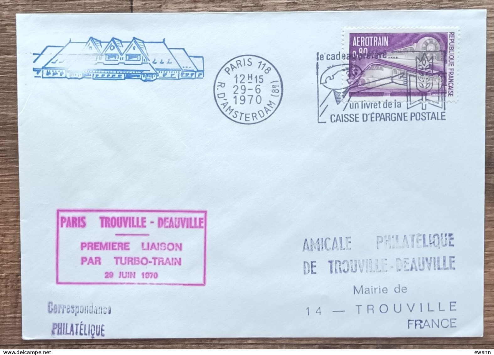 YT N°1631 - PREMIERE LIAISON PAR TURBOTRAIN PARIS TROUVILLE DEAUVILLE - 1970 - Storia Postale