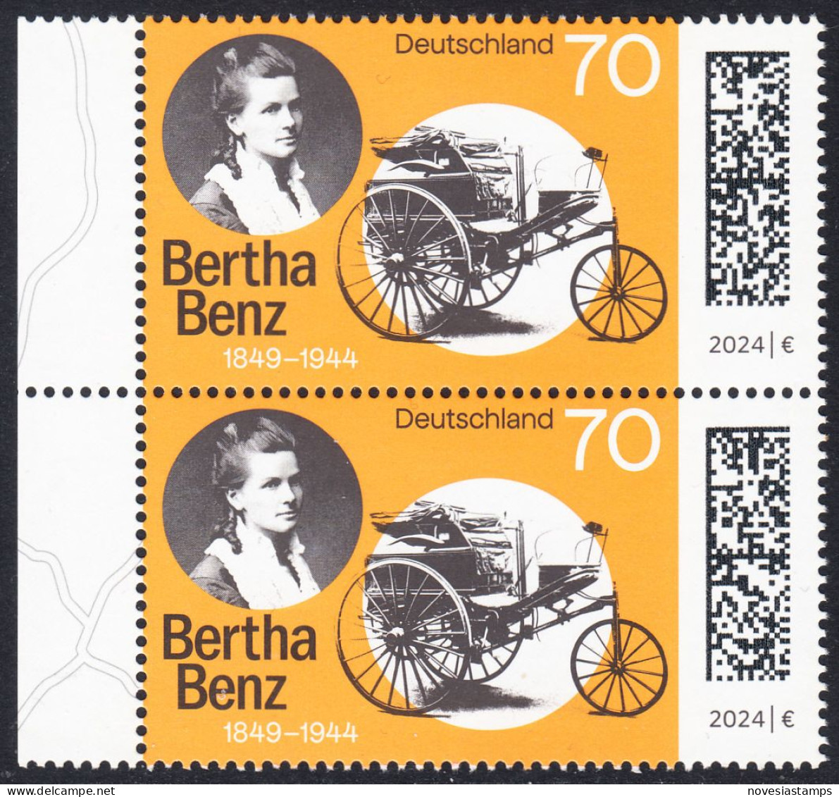 !a! GERMANY 2024 Mi. 3829 MNH Vert.PAIR W/ Left Margins (b) - Cäcilie Berta Benz, German Automobile Pioneer - Ongebruikt