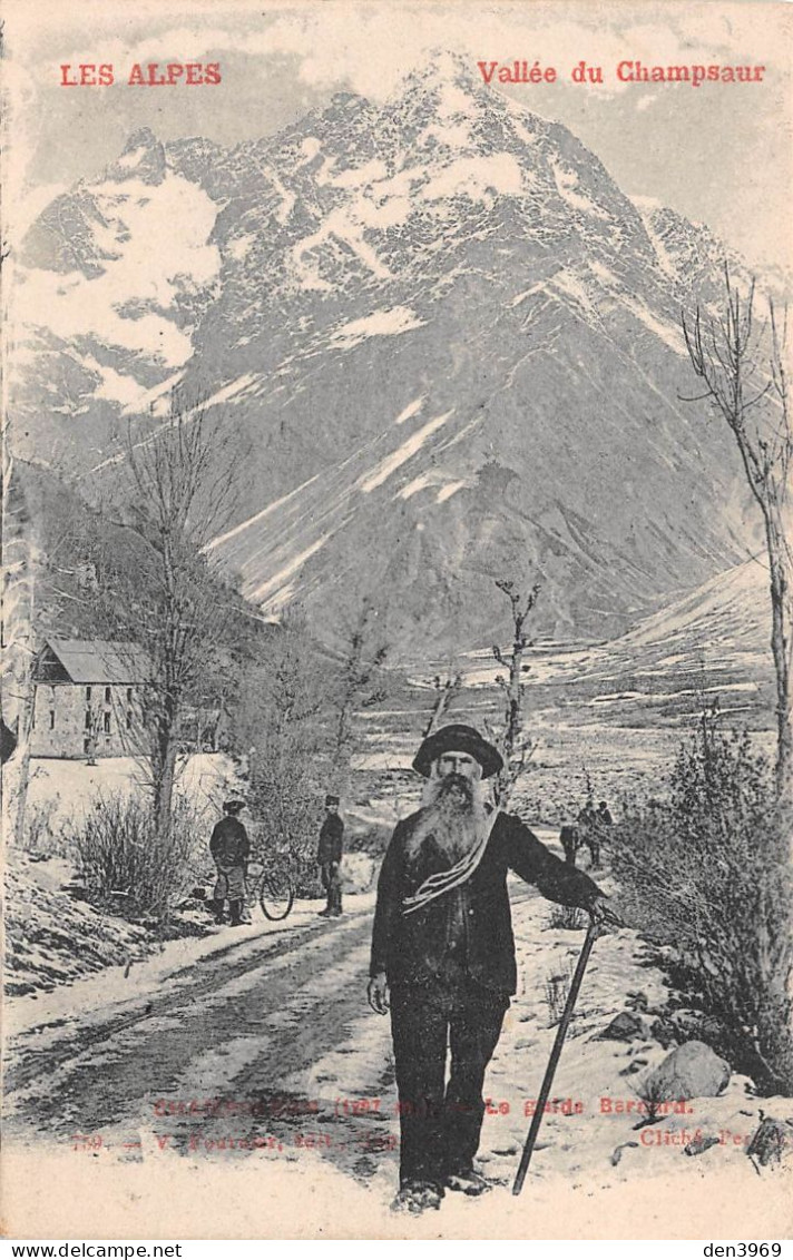 CHAMPOLEON (Hautes-Alpes) - Le Guide Bernard - Vallée Du Champsaur - Existe Cliché Inversé - Voyagé 1906 (2 Scans) - Other & Unclassified