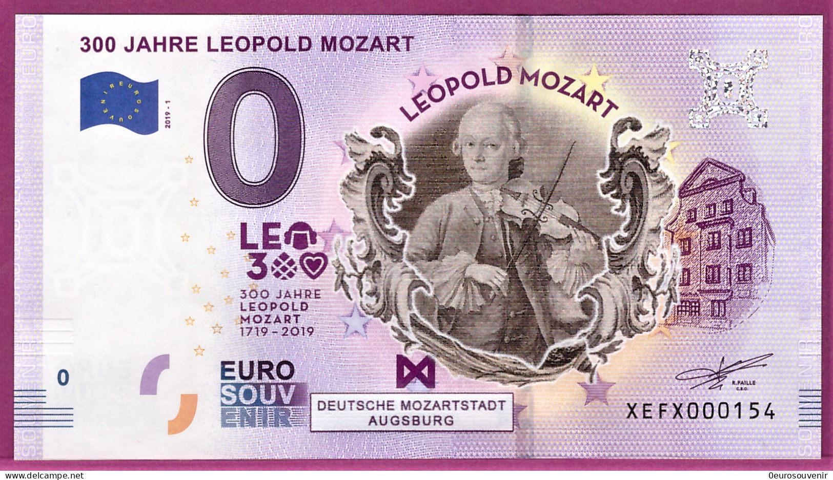 0-Euro XEFX 2019-1 Color 300 JAHRE LEOPOLD MOZART FARBDRUCK - Essais Privés / Non-officiels
