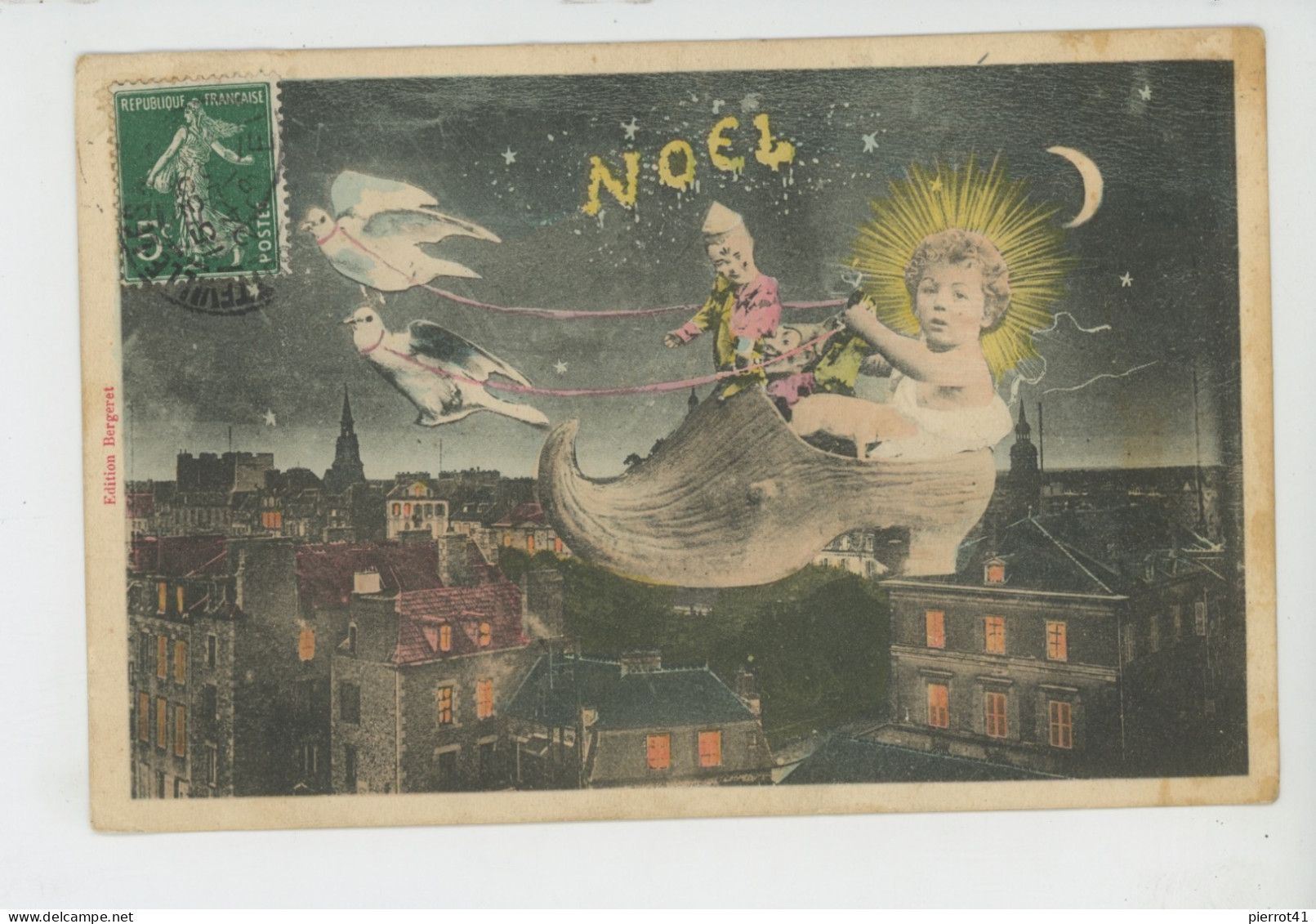 ENFANTS - BEBES - Jolie Carte Fantaisie Bébé Avec Jouets Dans Sabot De NOEL  Et Oiseaux - Édit. BERGERET - Otros & Sin Clasificación