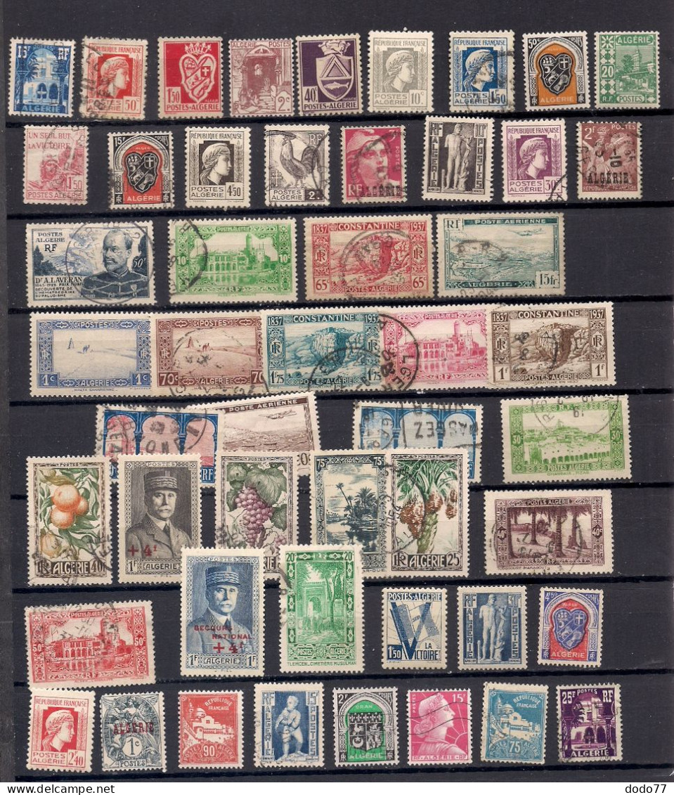 50 TIMBRES ALGERIE  FRANCAISE    OBLITERES  TOUS DIFFERENTS - Collections (without Album)