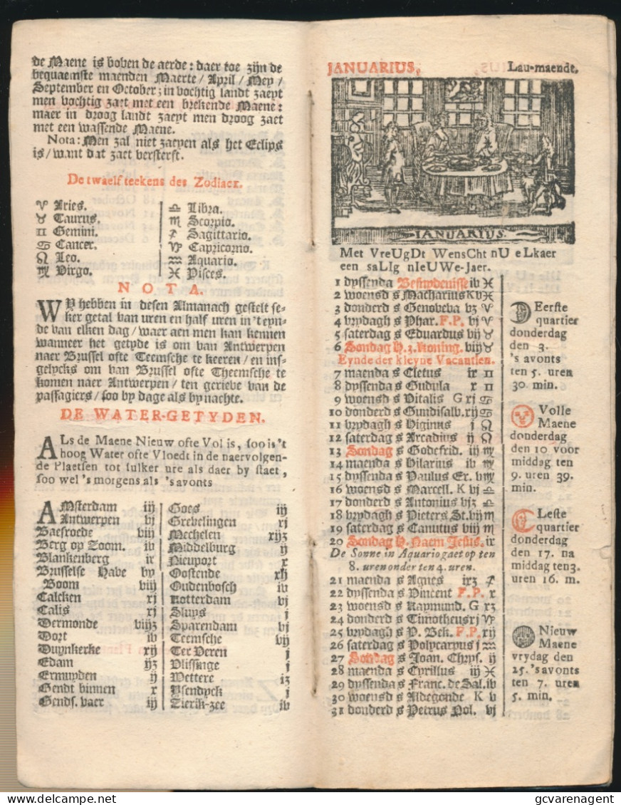 1743 ALMANACH VOOR HET JAER ONS HEERE JESU CHRISTI -M.D.CC.XLIII  ZIE BESCHRIJF & AFBEELDINGEN - Antiguos