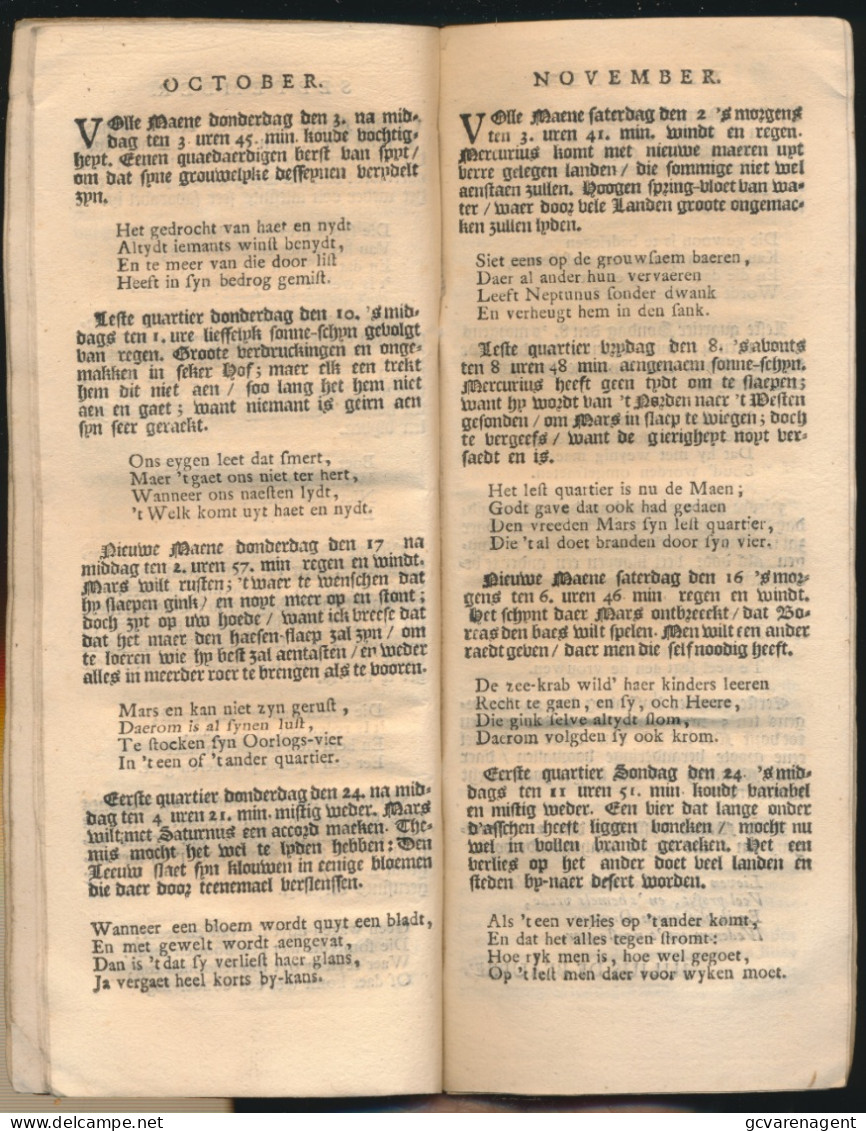 1743 ALMANACH VOOR HET JAER ONS HEERE JESU CHRISTI -M.D.CC.XLIII  ZIE BESCHRIJF & AFBEELDINGEN