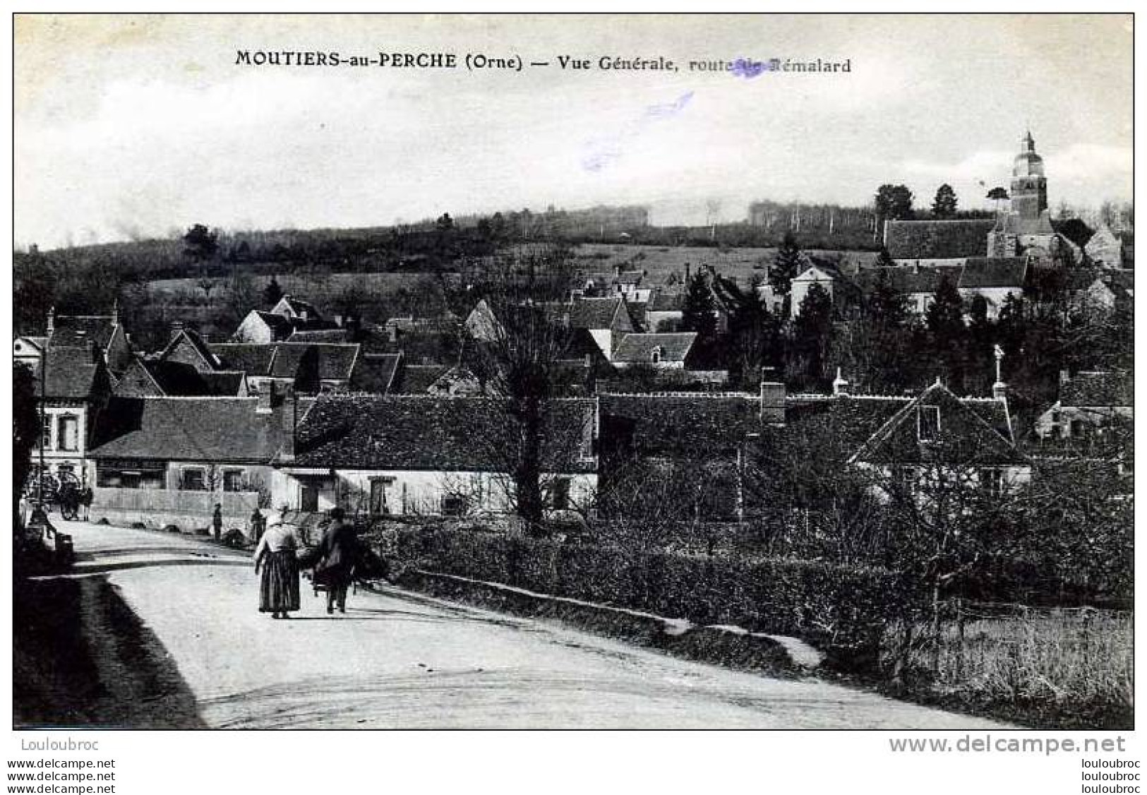 61 MOUTIERS AU PERCHE VUE GENERALE ROUTE DE REMALARD VOYAGEE 1916 - Andere & Zonder Classificatie