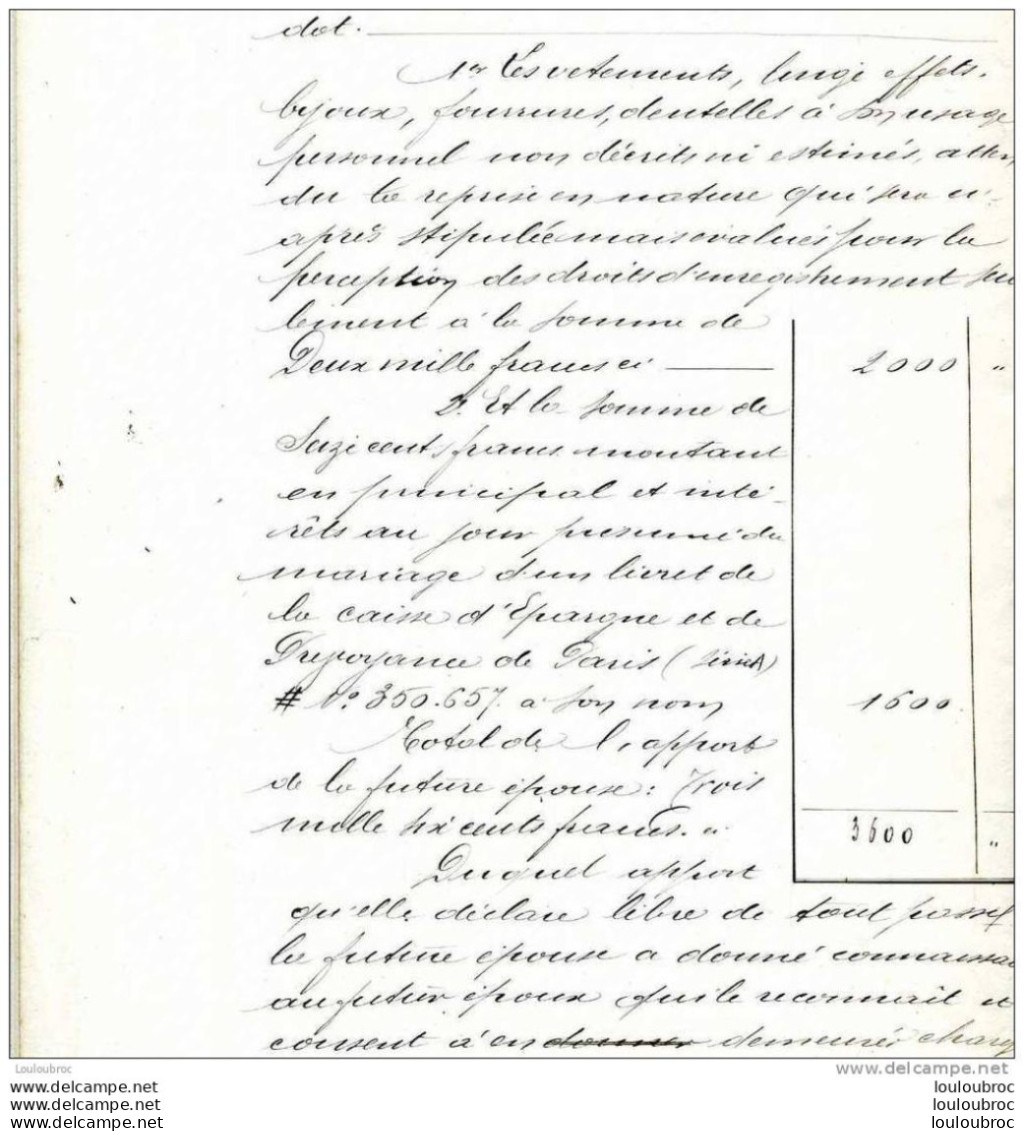 CONTRAT DE MARIAGE 16 PAGES 1925 ENTRE MR HENRI TRINQUET CHEVALIER DE LA LEGION D'HONNEUR ET MLLE  DE NOIRET - Zonder Classificatie