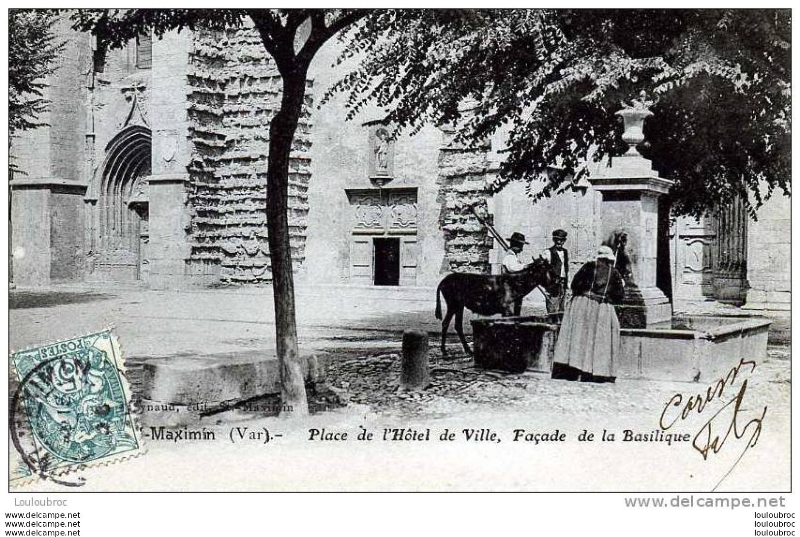 83 SAINT MAXIMIN PLACE DE L'HOTEL DE VILLE FACADE DE LA BASILIQUE VOYAGEE 1906 - Sonstige & Ohne Zuordnung