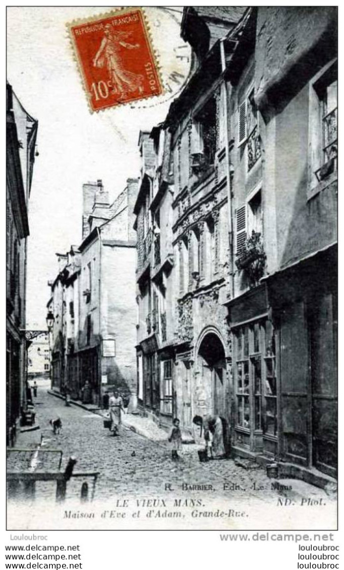 72 LE MANS MAISON D'EVE ET D'ADAM GRANDE RUE EDIT BARBIER ND VOYAGEE 1917 - Le Mans