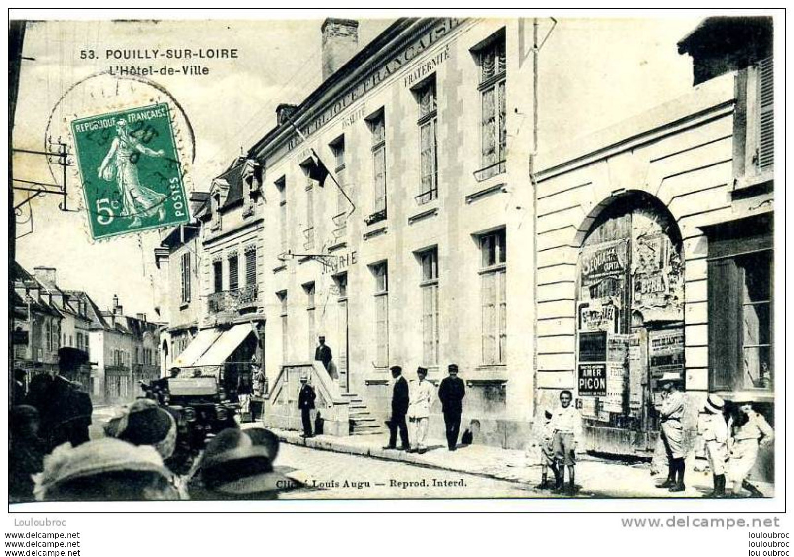 58 POUILLY SUR LOIRE L'HOTEL DE VILLE CLICHE L. AUGU VOYAGEE 1911 - Pouilly Sur Loire