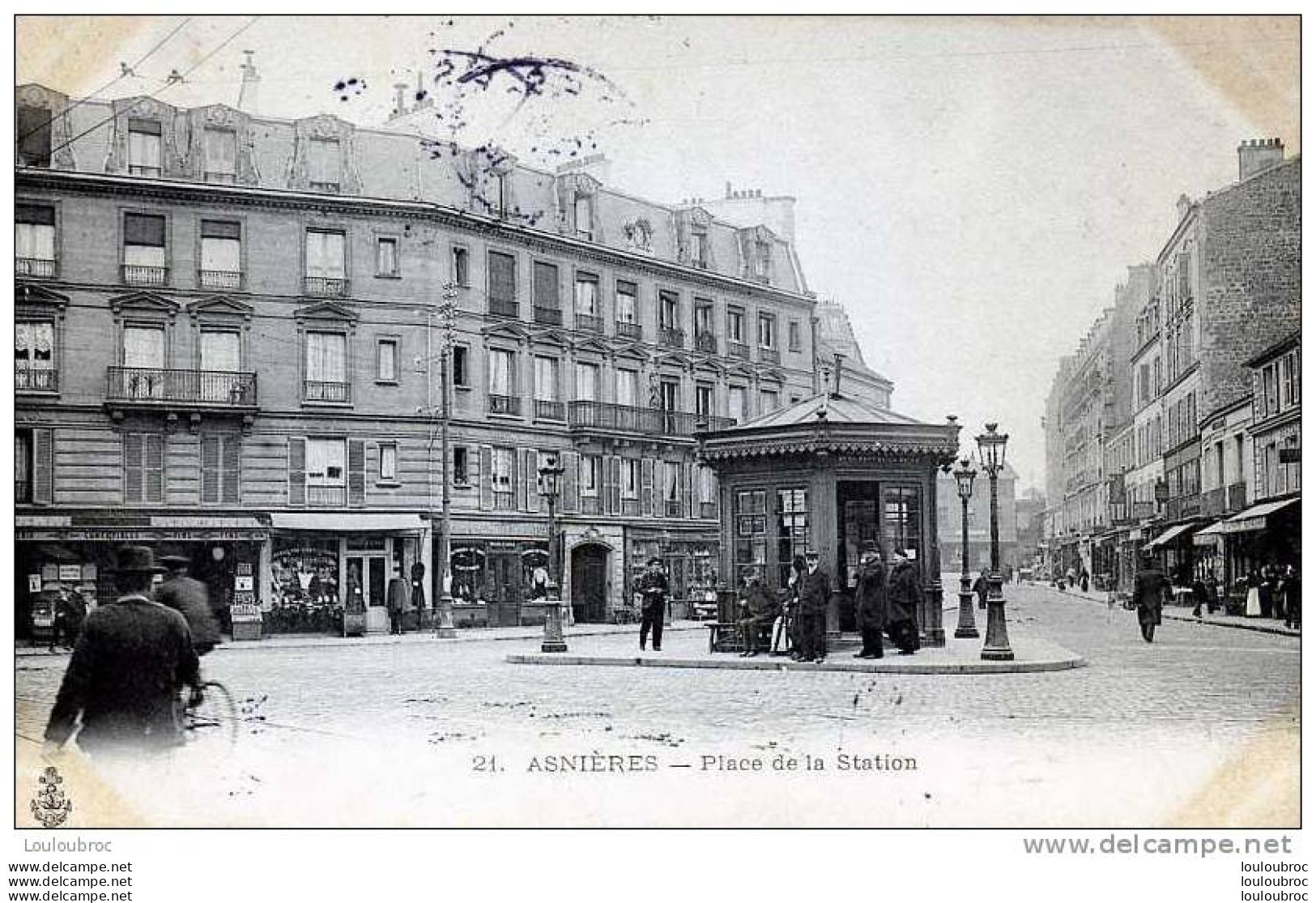 92 ASNIERES PLACE DE LA STATION N°21 VOYAGEE 1904 - Asnieres Sur Seine