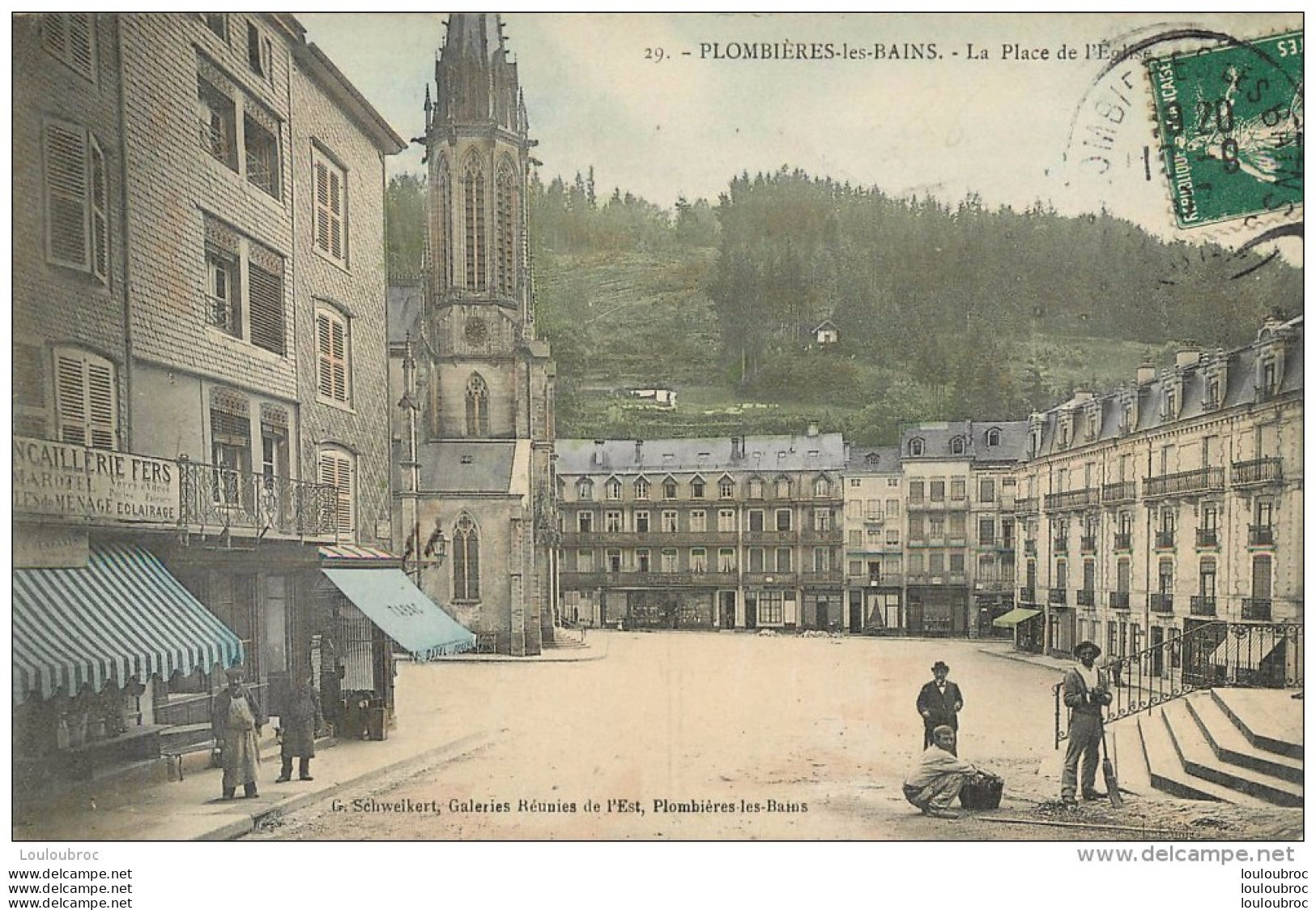 88 PLOMBIERES LES BAINS LA PLACE DE L'EGLISE EDIT SCHWEIKERT N°29 - Plombieres Les Bains