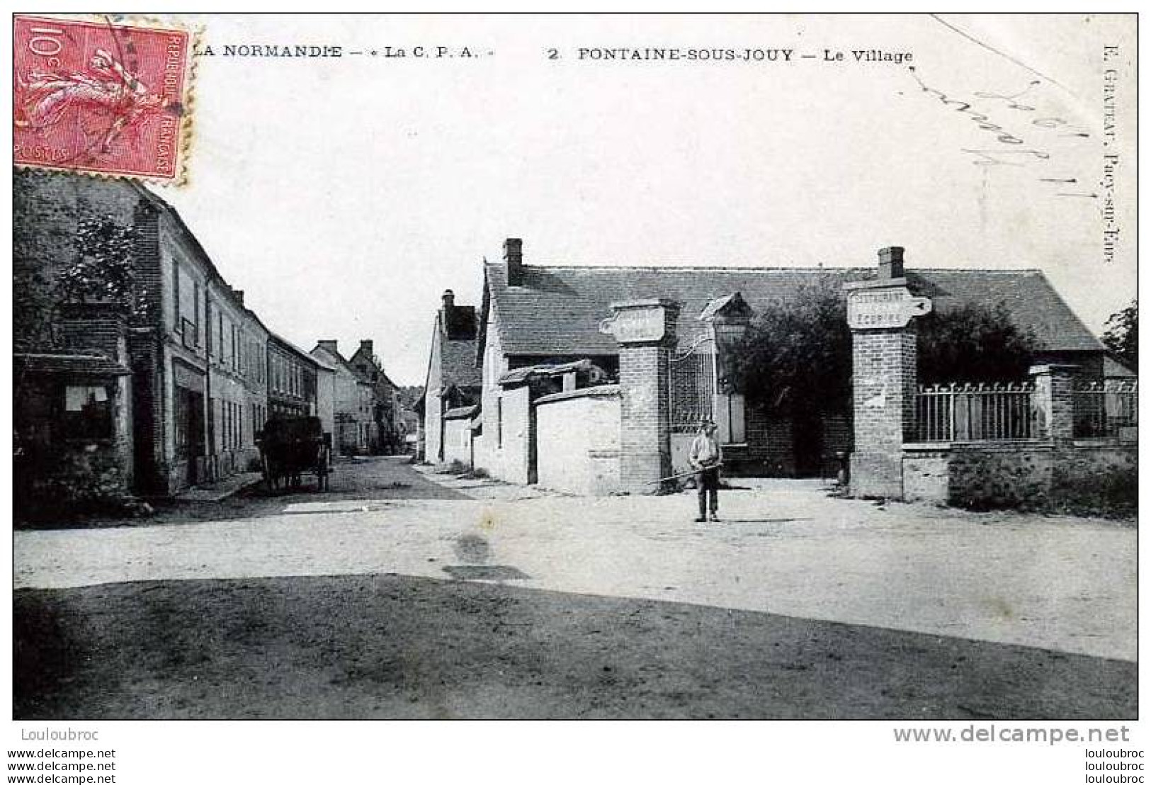 27 FONTAINE SOUS JOUY LE VILLAGE  EDIT GRATEAU VOYAGEE 1905 - Otros & Sin Clasificación