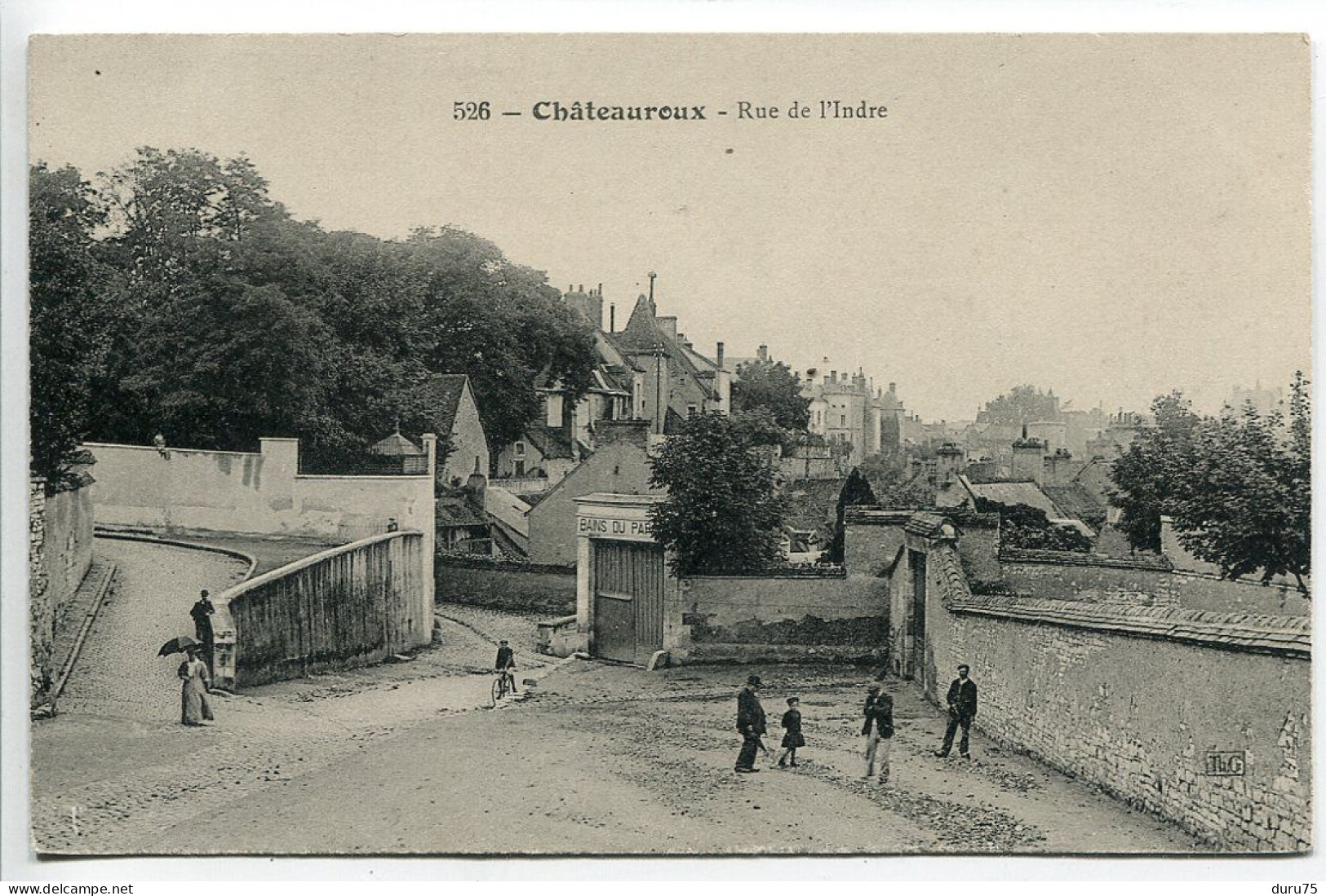 CPA Non écrite * CHATEAUROUX Rue De L'Indre ( Animée - Bains Du Paradis ) Editeur Th. G. - Chateauroux