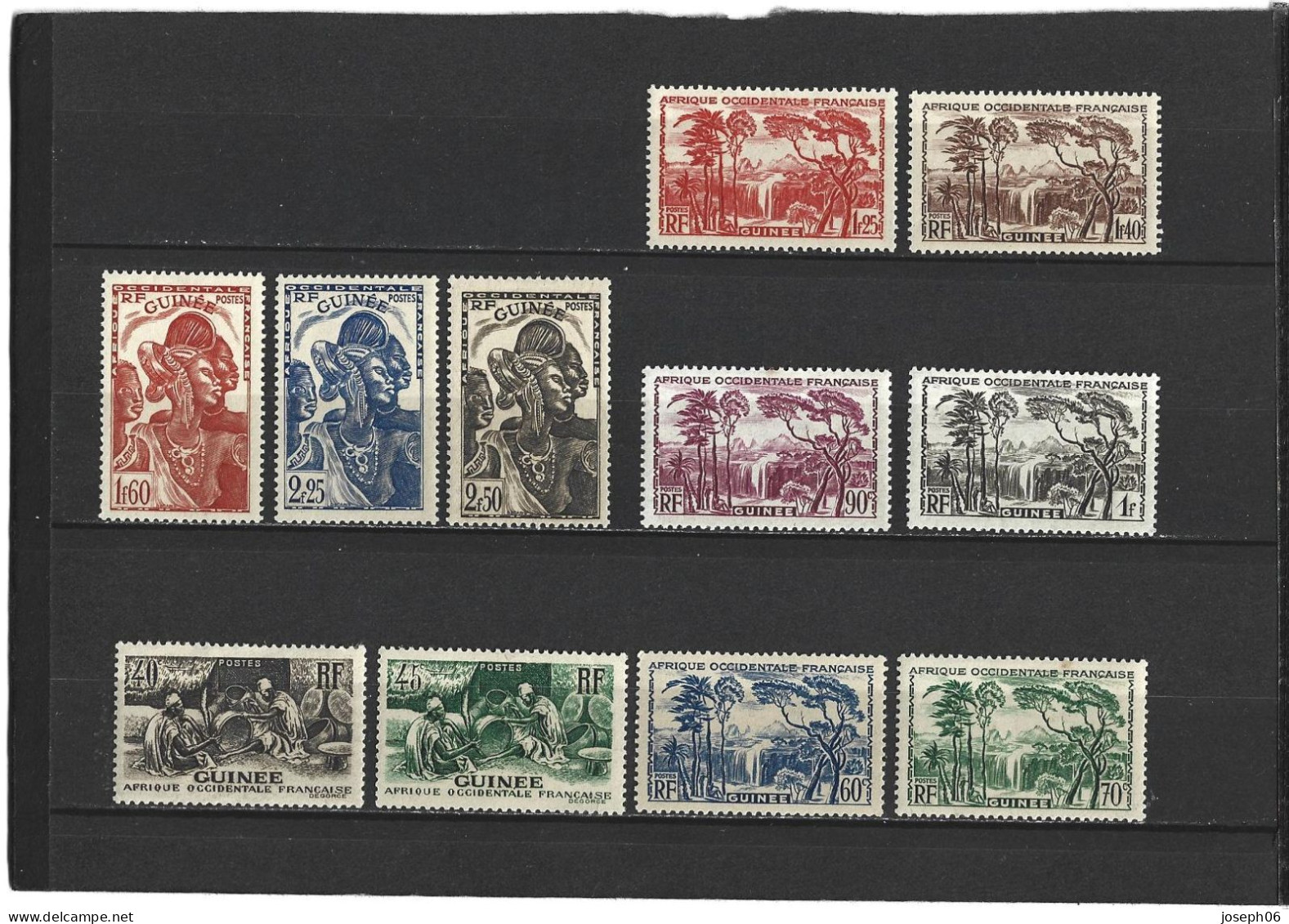 GUINEE   1939-40   Y.T. N° 158  à  168  Complet  NEUF* - Unused Stamps