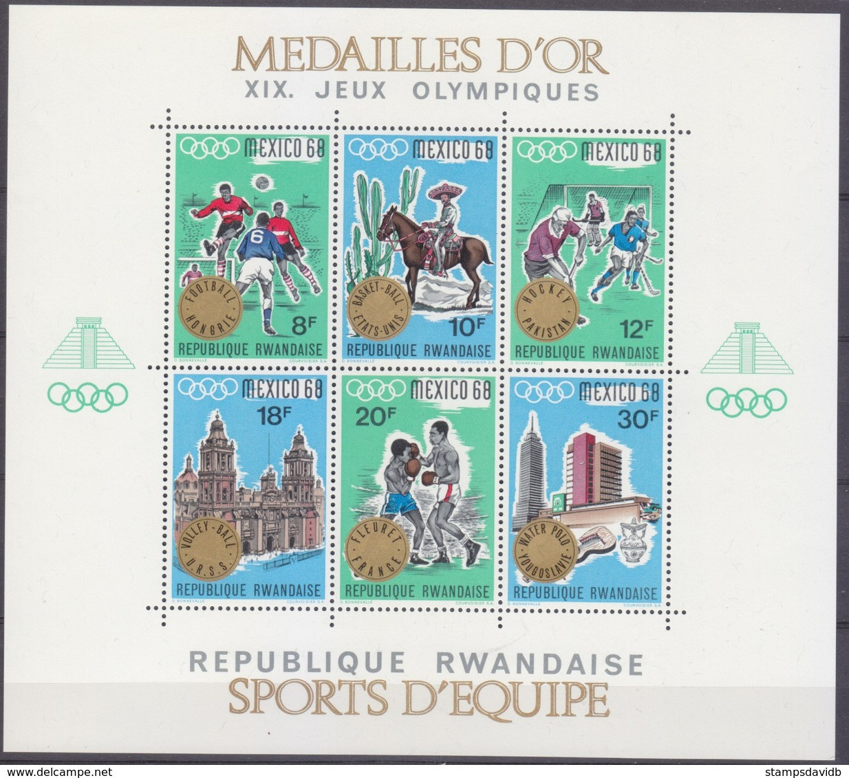 1968	Rwanda	296-301/B15	1968 Olympic Games In Mexiko	10,00 € - Zomer 1968: Mexico-City