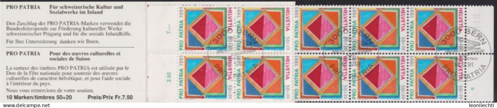 1991 Pro Patria Markenheftchen N° 3  ⵙ ET, 10x50 Rp. Quadrat - Usati