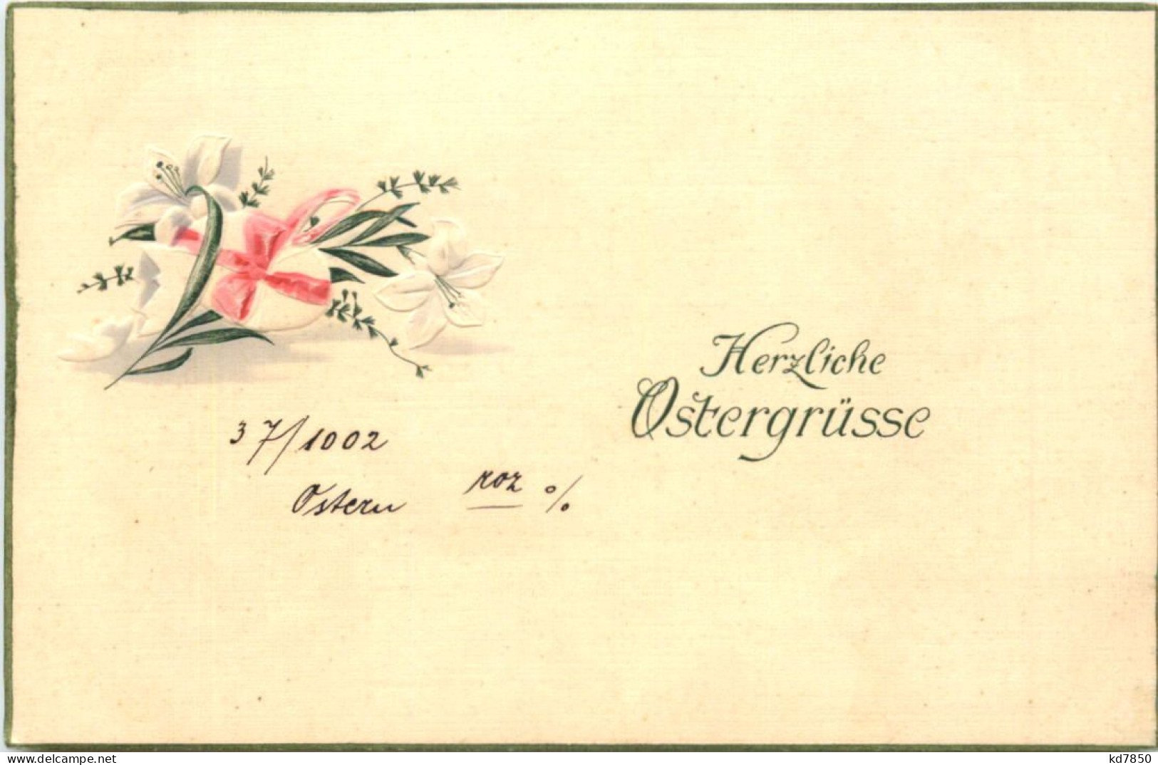 Ostern - Prägekarte - Blumen - Ei - Pâques