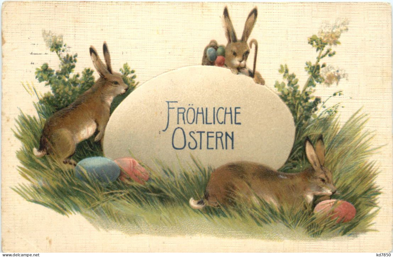 Ostern - Prägekarte - Hasen - Pâques