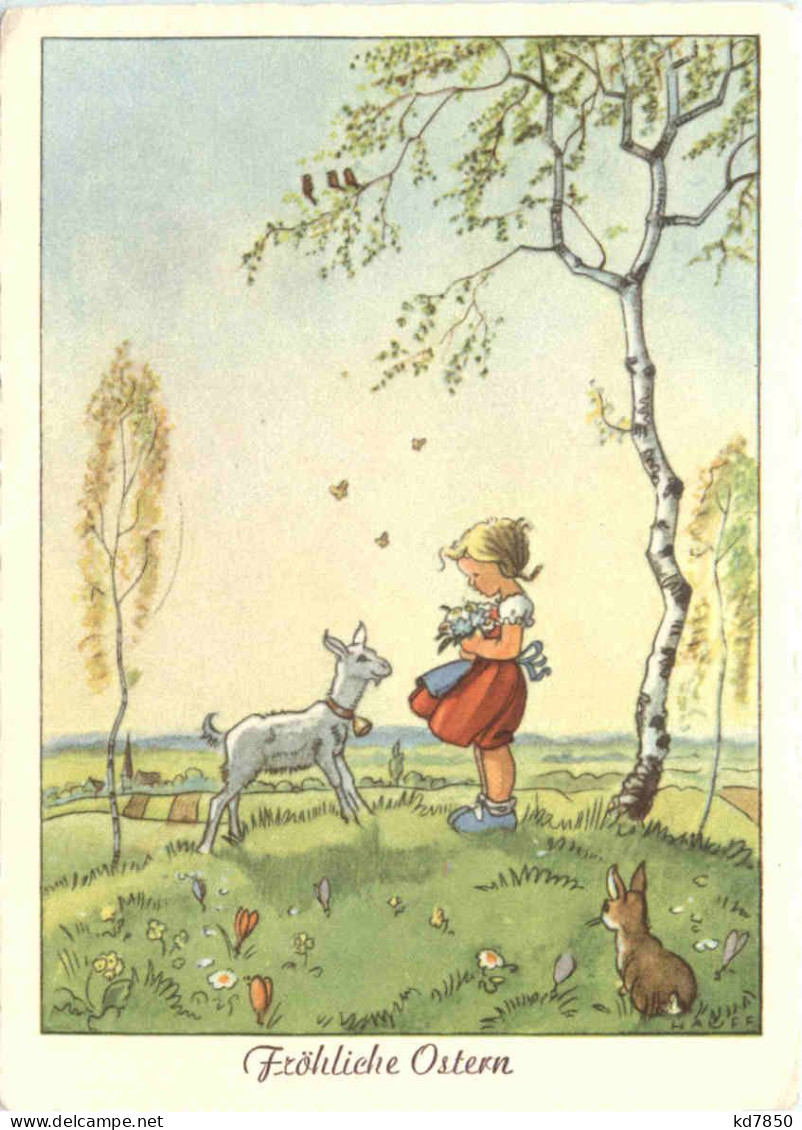 Ostern - Mädchen - Ziege -Hase - Pasen