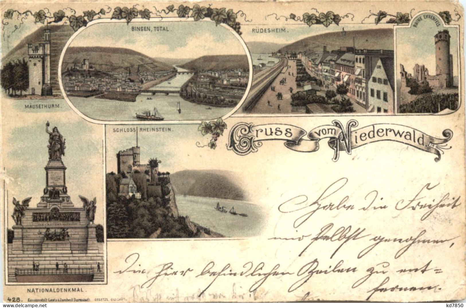 Gruss Vom Niederwald - Litho - Rüdesheim A. Rh.