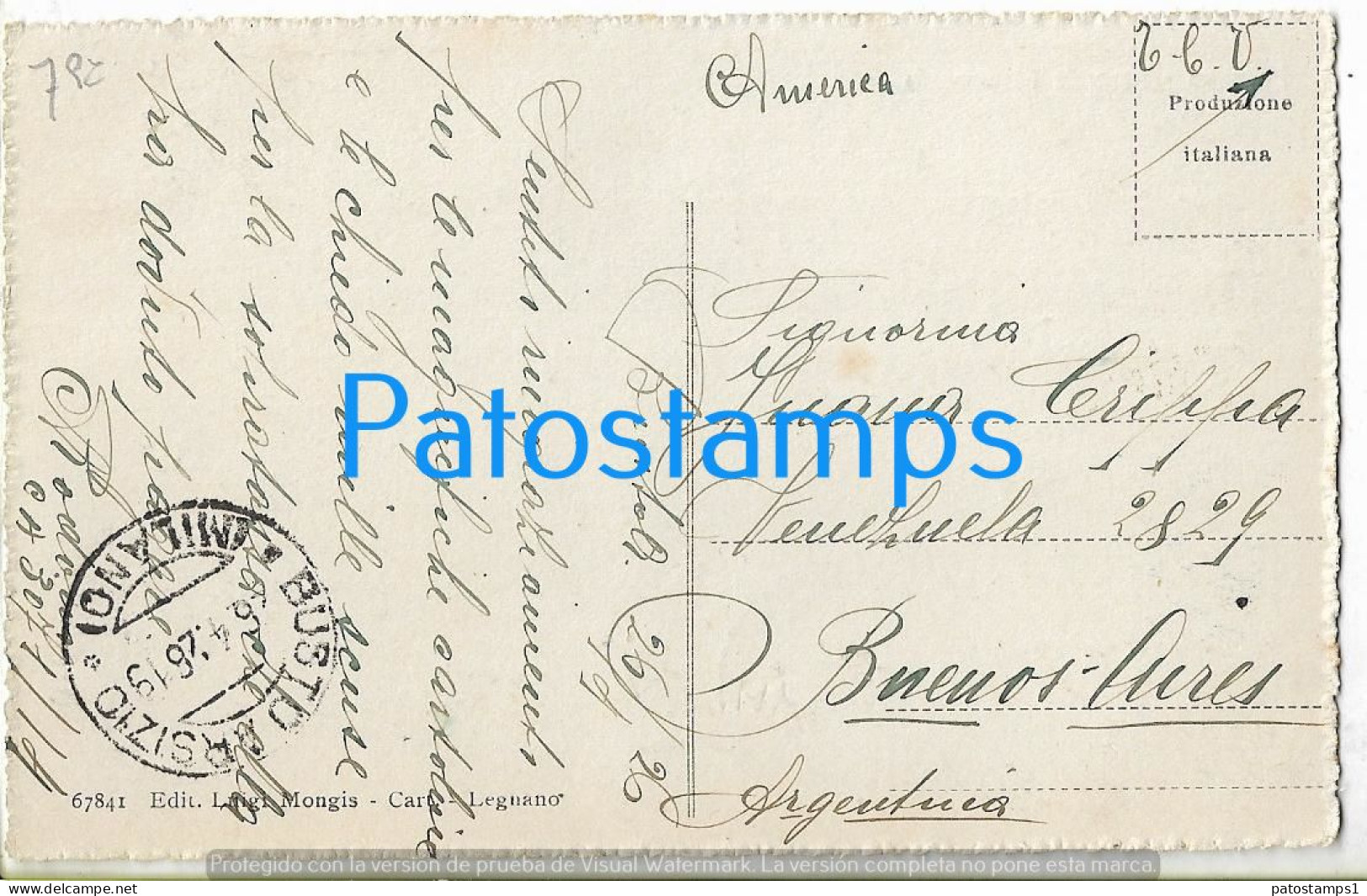 228769 ITALY LEGNANO SQUARE MONUMENTO CIRCULATED TO ARGENTINA POSTAL POSTCARD - Autres & Non Classés