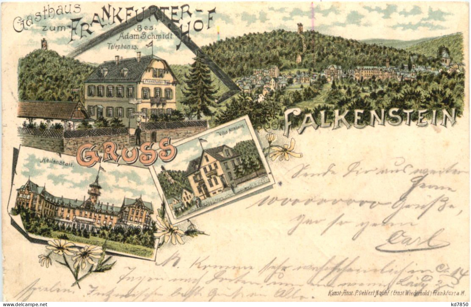 Gruss Aus Falkenstein - Gasthaus Zum Frankfurter Hof - Litho - Koenigstein