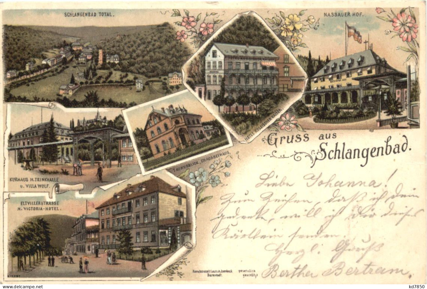 Gruss Aus Schlangenbad - Litho - Schlangenbad