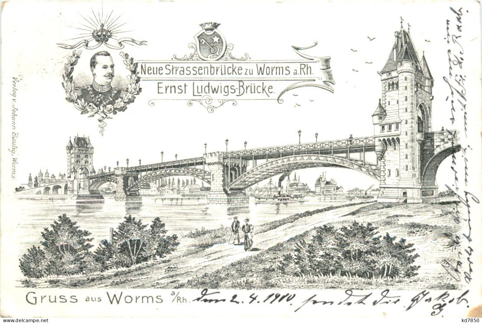 Gruss Aus Worms - Neue Strassenbrücke - Litho - Worms