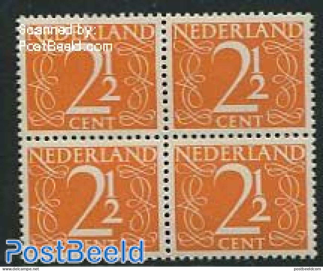 Netherlands 1946 2.5c, Block Of 4, Stamp Out Of Set, Mint NH - Nuovi