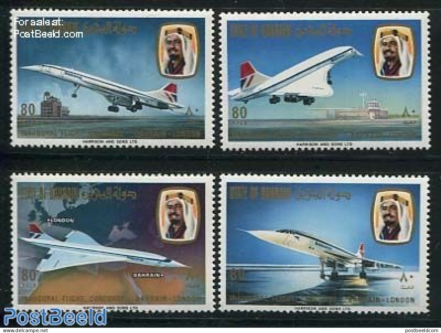 Bahrain 1976 Concorde 4v, Mint NH, Transport - Concorde - Aircraft & Aviation - Concorde
