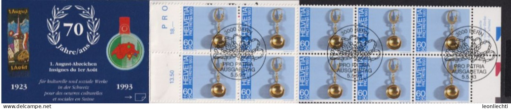 1993 Pro Patria Markenheftchen N° 5  ⵙ ET, 10x60 Rp.  Appenzeller Sennenohrringe - Used Stamps