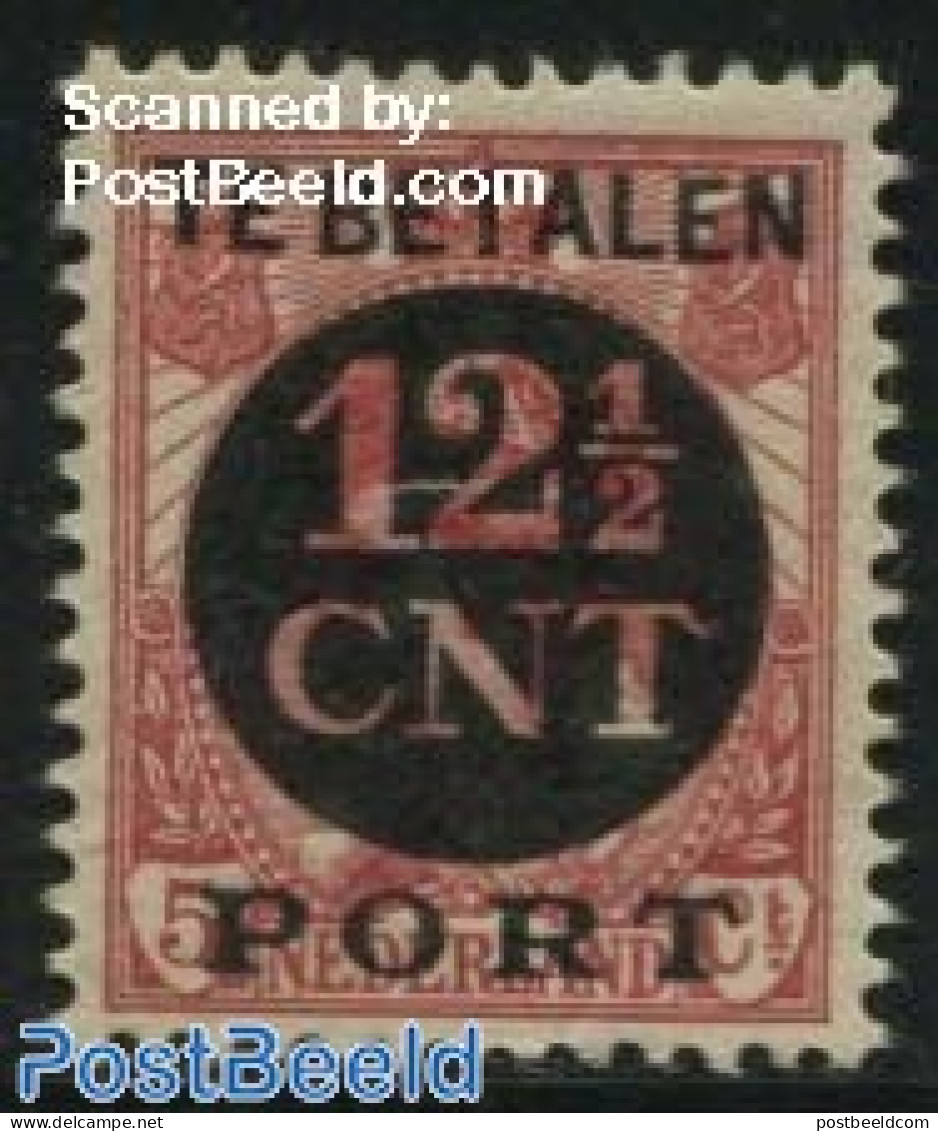 Netherlands 1924 12.5Cnt On 5c, Stamp Out Of Set, Mint NH - Strafportzegels