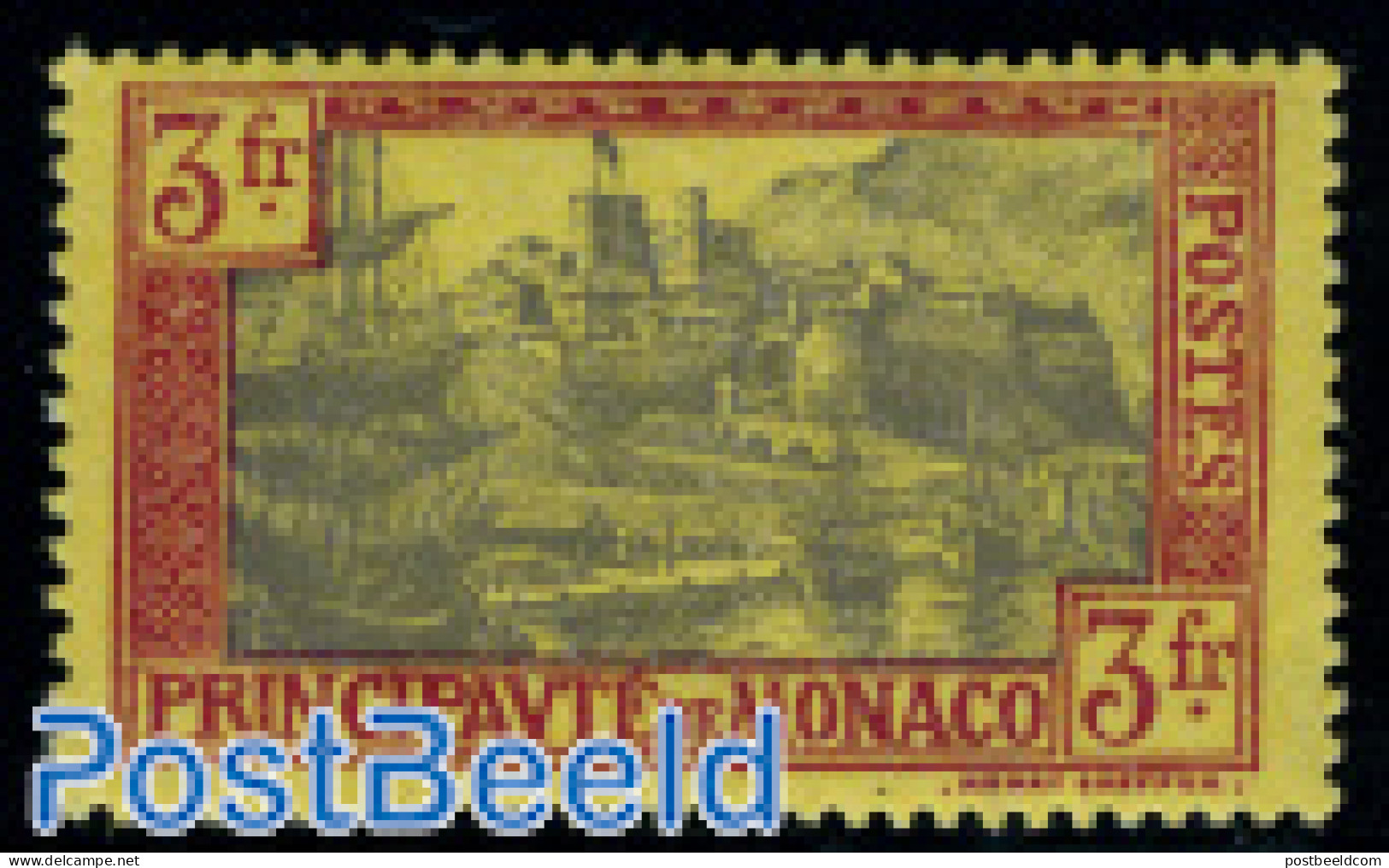 Monaco 1925 3Fr, Stamp Out Of Set, Unused (hinged), Art - Castles & Fortifications - Neufs